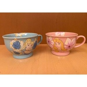 Disney Store Sleeping Beauty Cinderella Large Coffee Tea Footed Mugs Princess 2